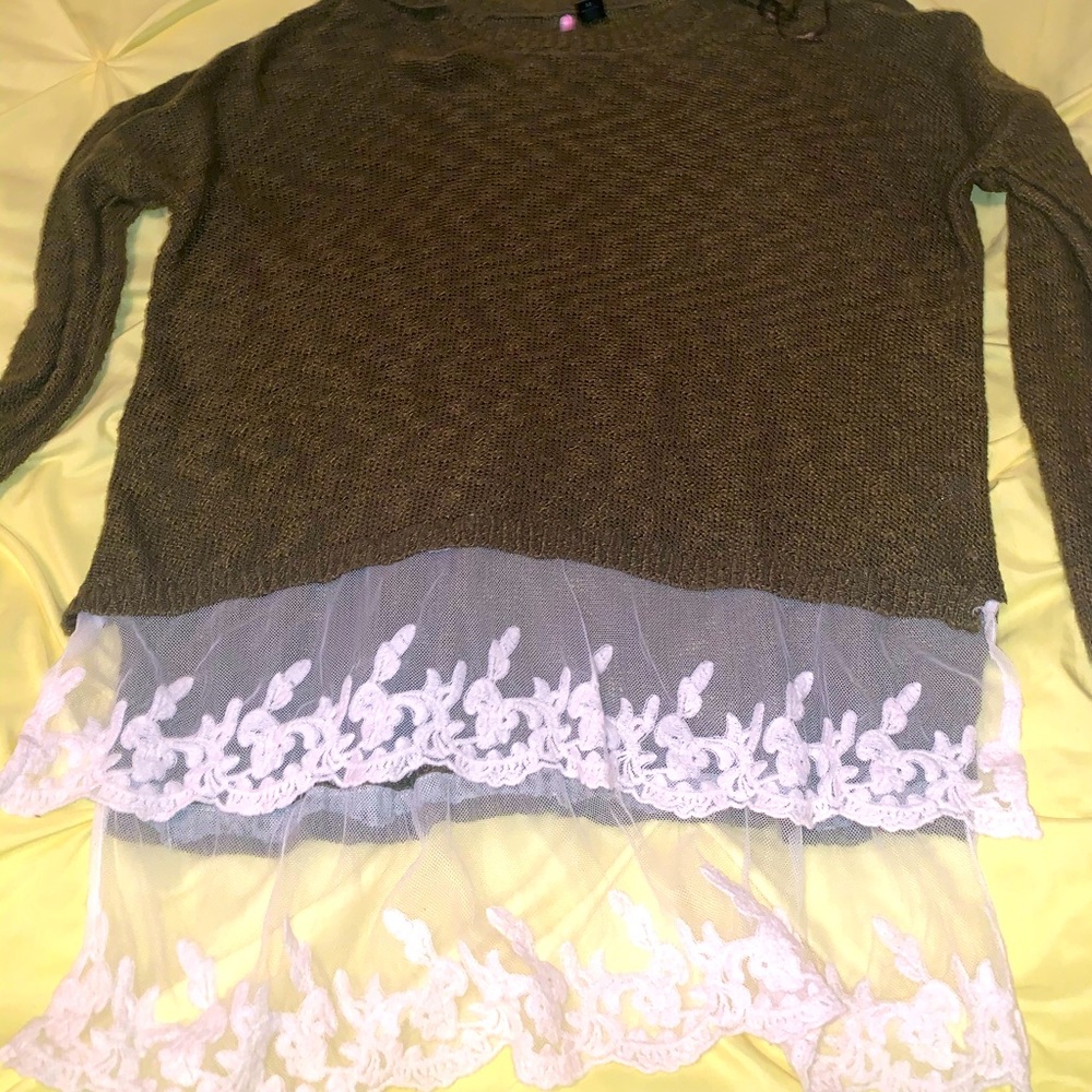 Olive Green Lace Sweater